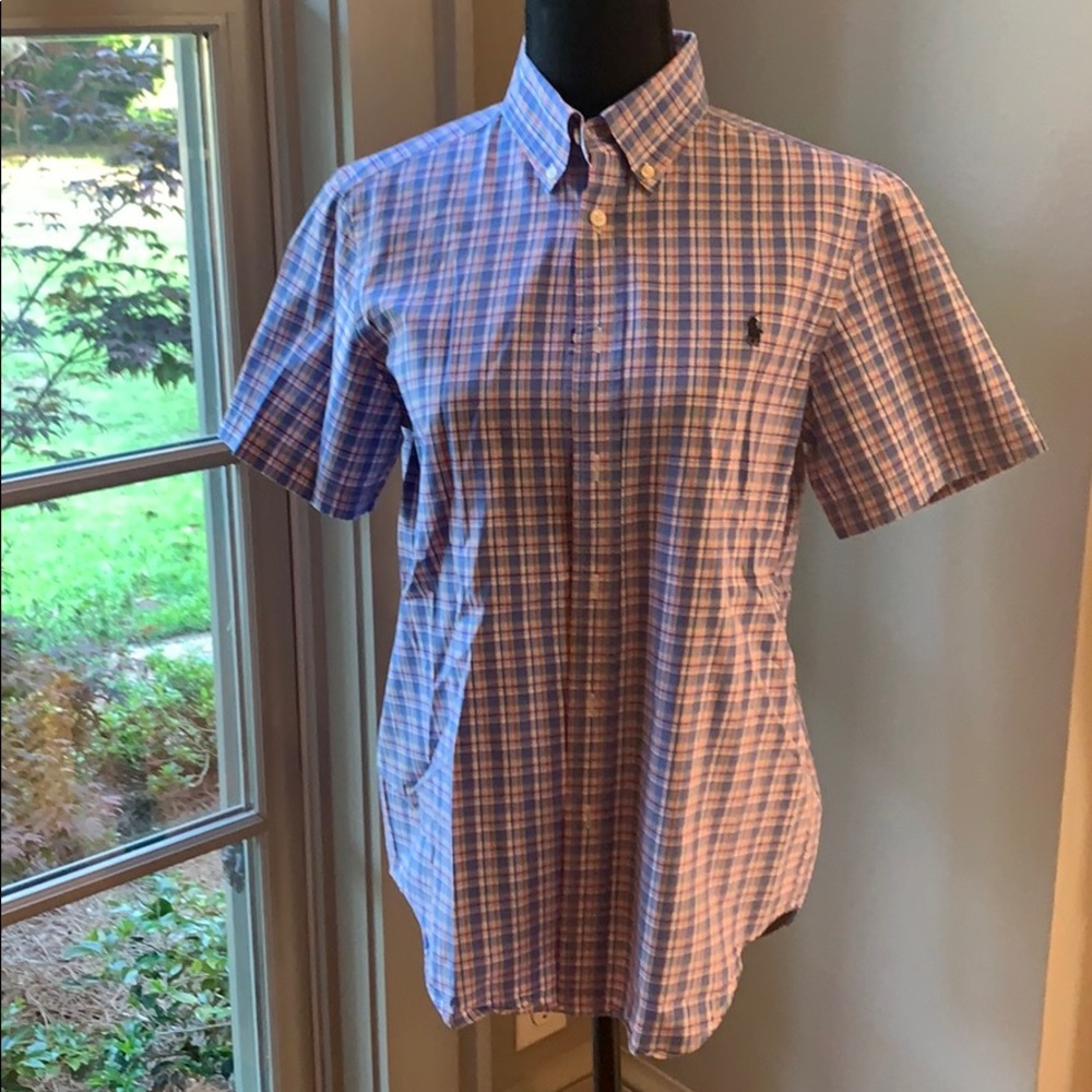 Boys L POLO Short Sleeve Button Down Shirt